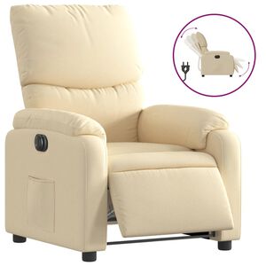 vidaXL Fauteuil inclinable &eacute;lectrique Cr&egrave;me Tissu