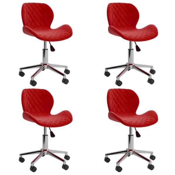 vidaXL Chaises &agrave; manger pivotantes lot de 4 Rouge bordeaux Velours