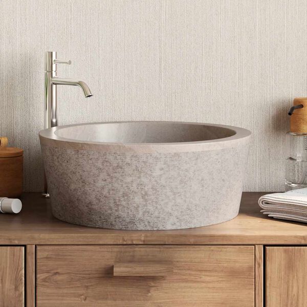 vidaXL Lavabo Gris &Oslash;40x15 cm Marbre