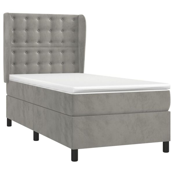 vidaXL Sommier &agrave; lattes de lit et matelas Gris clair 80x200 cm Velours