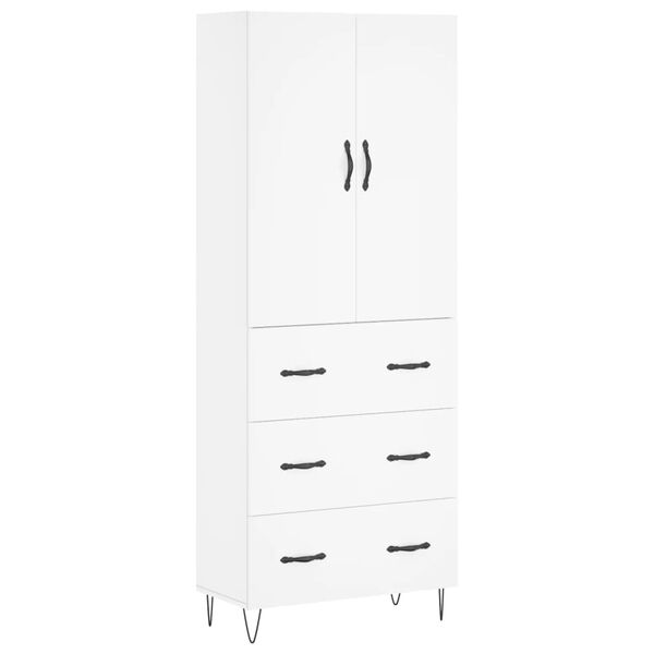 vidaXL Buffet haut Blanc 69,5x34x180 cm Bois d'ing&eacute;nierie