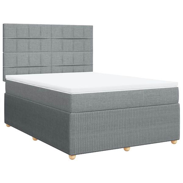 vidaXL Sommier &agrave; lattes de lit avec matelas Gris clair 140x200cm Tissu