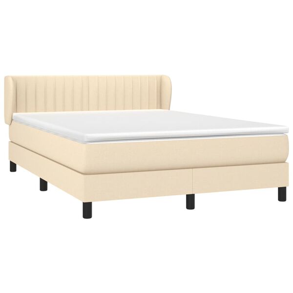vidaXL Sommier &agrave; lattes de lit avec matelas Cr&egrave;me 140x200 cm Tissu