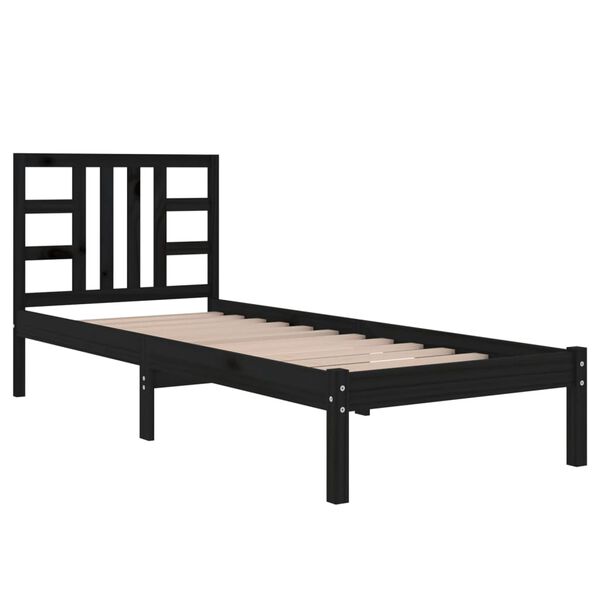 vidaXL Cadre de lit sans matelas noir 75x190 cm bois massif