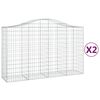 vidaXL Paniers &agrave; gabions arqu&eacute;s 2 pcs 200x50x120/140 cm Fer galvanis&eacute;