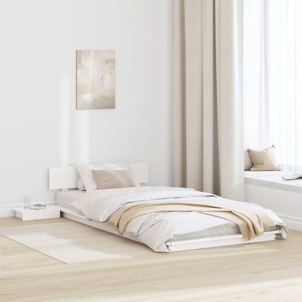 vidaXL Cadre de lit Blanc 90 x 200 cm bois