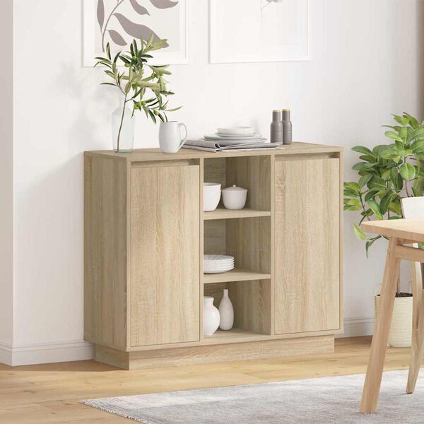vidaXL Buffet LED Chêne Sonoma 90 x 32 x 75 cm Bois d'ingénierie