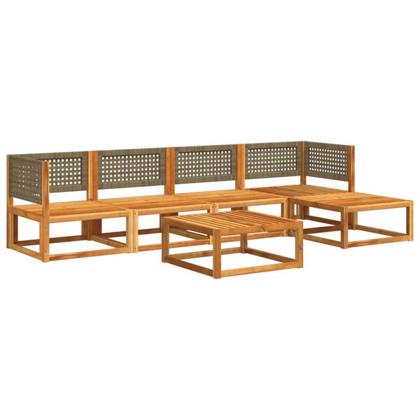 vidaXL Ensemble de canap&eacute;s de jardin 6 pi&egrave;ces avec coussins en bois d'acacia et rotin