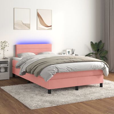 vidaXL Sommier à lattes de lit avec matelas et LED Rose 120x200cm