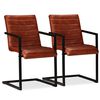 vidaXL Chaises &agrave; manger lot de 2 marron cuir v&eacute;ritable