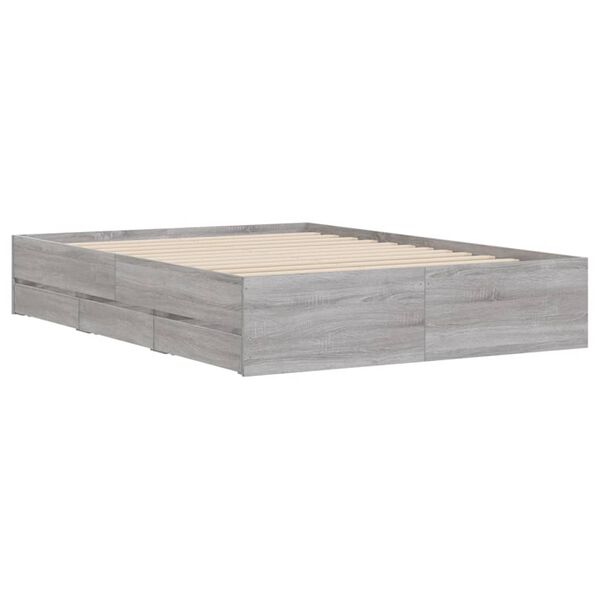vidaXL Cadre de lit avec tiroirs sans matelas sonoma gris 120x190 cm
