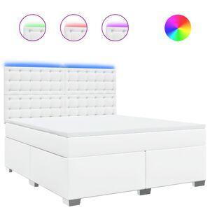 vidaXL Sommier &agrave; lattes de lit avec matelas Blanc 180x200cm Similicuir