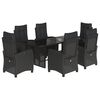 vidaXL Ensemble &agrave; manger de jardin coussins 7pcs Noir R&eacute;sine tress&eacute;e