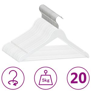 vidaXL Cintres antid&eacute;rapants 20 pcs Blanc Bois dur