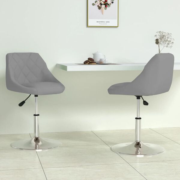 vidaXL Chaises pivotantes &agrave; manger lot de 2 Gris clair Velours