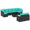 vidaXL Salon de jardin 10 pcs avec coussins noir r&eacute;sine tress&eacute;e