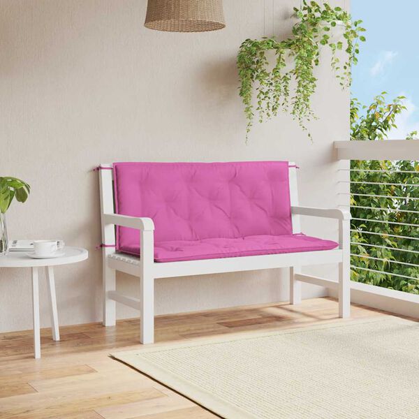 vidaXL Coussins de banc de jardin lot de 2 rose 120x50x7 cm tissu