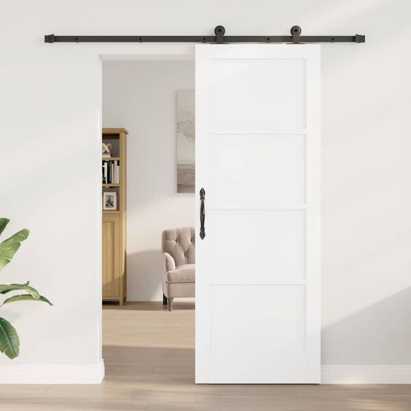vidaXL Porte coulissante Blanc et Noir 78 x 211 cm Pin massif