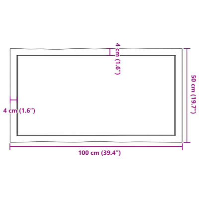 vidaXL Dessus de table bois massif non traité bordure assortie