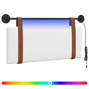 vidaXL T&ecirc;te de lit suspendue Avec lumi&egrave;re LED Blanc PU antique
