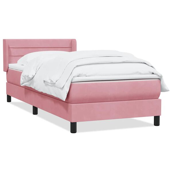 vidaXL Sommier &agrave; lattes de lit avec matelas rose 100x220 cm velours