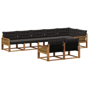 vidaXL Ensemble de canap&eacute;s d'ext&eacute;rieur 8 pcs Naturel et noir