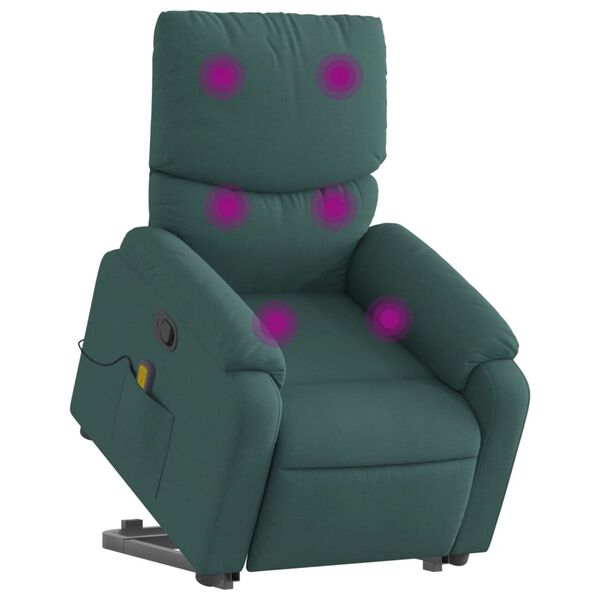vidaXL Fauteuil inclinable de massage Vert fonc&eacute; Tissu