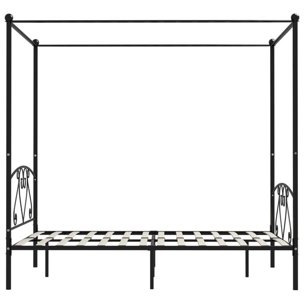 vidaXL Cadre de lit sans matelas avec baldaquin noir 160x200 cm métal
