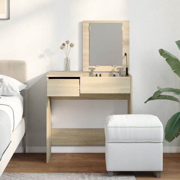 vidaXL Coiffeuse avec miroir ch&ecirc;ne sonoma 73x46,5x120 cm