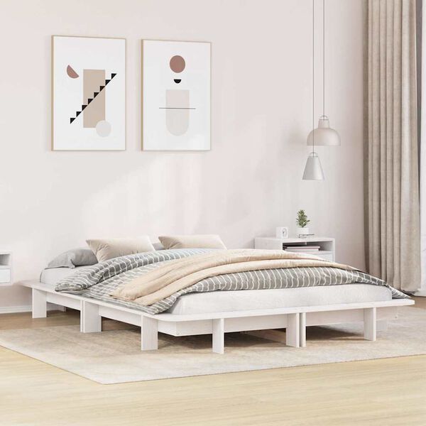 vidaXL Cadre de lit sans matelas blanc 150x200 cm bois de pin massif