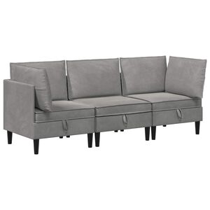 vidaXL Ensemble de meubles pour le salon 3 pc Gris clair Velours