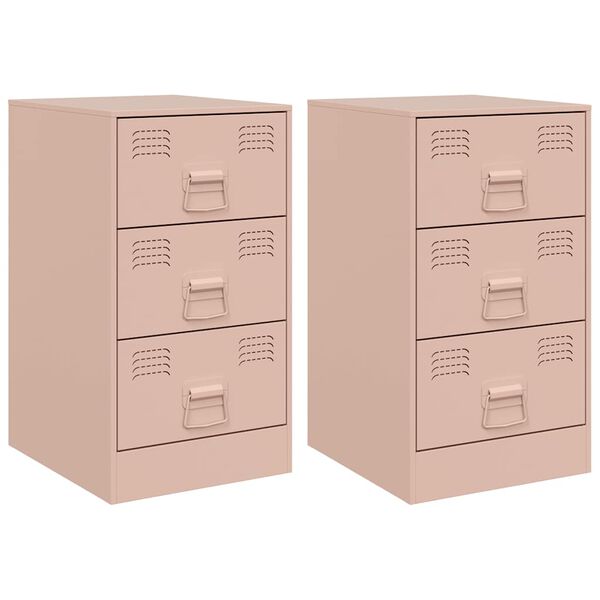 vidaXL Tables de chevet 2 pcs rose 34,5x39x62 cm acier