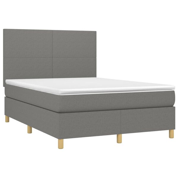 vidaXL Sommier &agrave; lattes de lit et matelas et LED Gris fonc&eacute; 140x200 cm