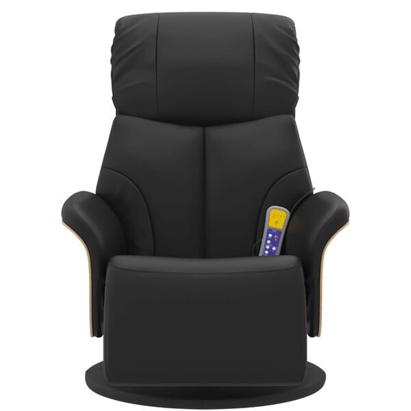 vidaXL Fauteuil inclinable de massage repose-pieds noir similicuir