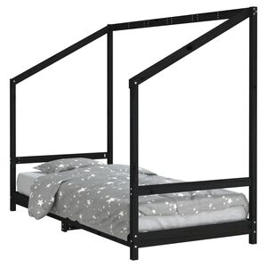 vidaXL Cadre de lit pour enfants noir 90x200 cm bois de pin massif
