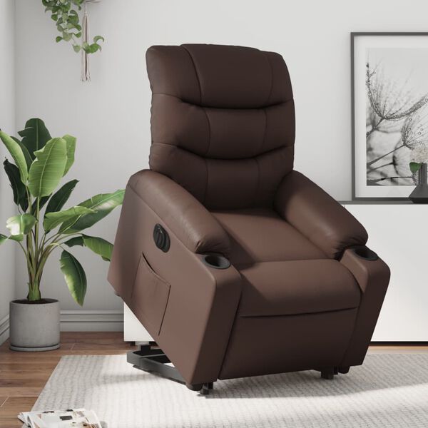 vidaXL Fauteuil inclinable &eacute;lectrique marron similicuir