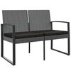 vidaXL Banc de jardin &agrave; 2 places et coussins gris fonc&eacute; PP rotin