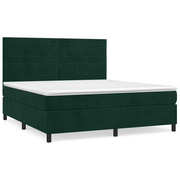 vidaXL Sommier &agrave; lattes de lit et matelas Vert fonc&eacute; 160x200cm Velours