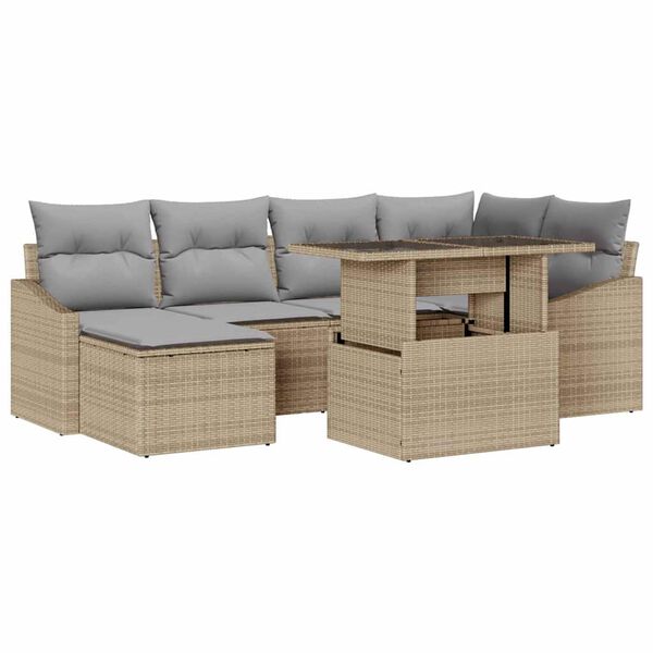 vidaXL Ensemble de canap&eacute; de jardin 7 pcs beige et gris clair