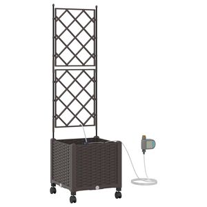 vidaXL Porte-plante de jardin avec irrigation et roues Marron PP