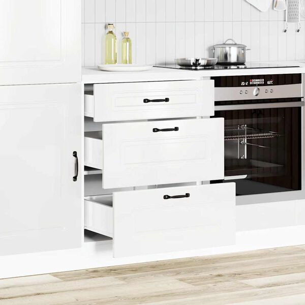 vidaXL Meuble bas de cuisine « Kalmar » Bois d'ingénierie blanc brillant