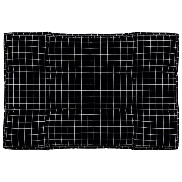 vidaXL Coussin de palette motif &agrave; carreaux noir 120x80x12 cm tissu