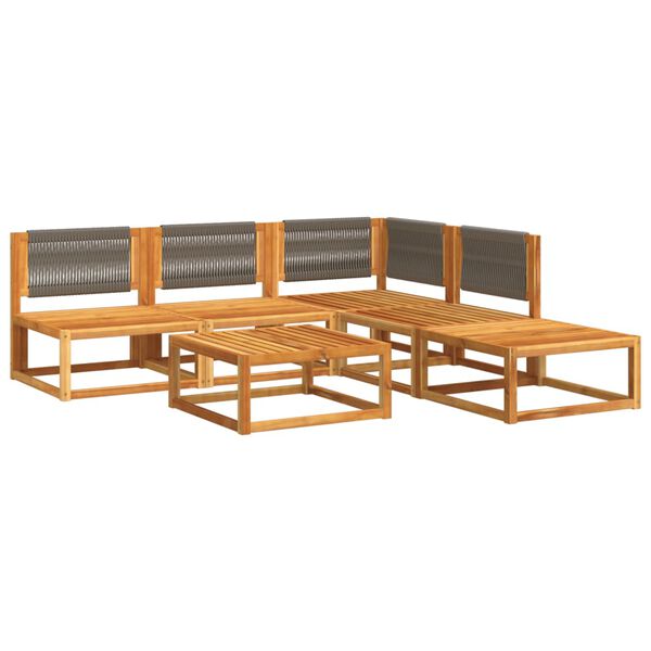 vidaXL Ensemble de canap&eacute;s de jardin 6 pi&egrave;ces avec coussins en bois d'acacia et corde