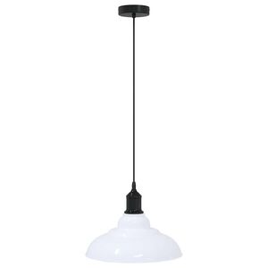 vidaXL Lampe suspendue réglable hauteur E27 blanc brillant Ø31cm métal