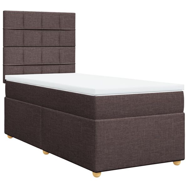 vidaXL Sommier &agrave; lattes de lit avec matelas Marron fonc&eacute; 90x200 cm