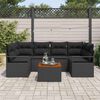 vidaXL Ensemble de canapé de jardin avec coussin 7 pcs Noir Poly rotin