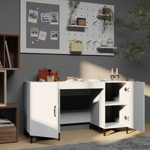 vidaXL Bureau Blanc 140x50x75 cm Bois d'ing&eacute;nierie