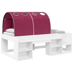vidaXL Cadre de lit avec tunnel 3 pcs Blanc et rouge Bois d'ing&eacute;nierie