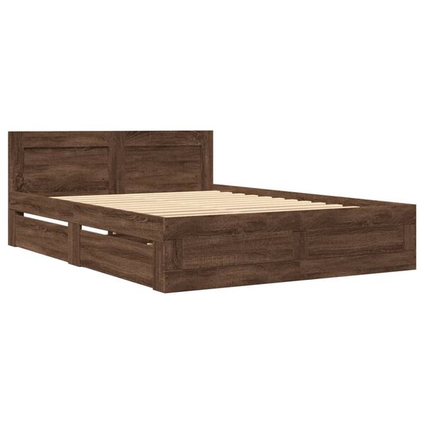 vidaXL Cadre de lit et t&ecirc;te de lit sans matelas ch&ecirc;ne marron 120x200cm