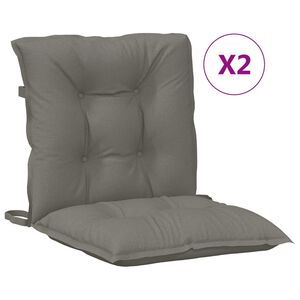 vidaXL Coussins de chaise &agrave; dossier bas lot de 2 gris fonc&eacute; m&eacute;lang&eacute;